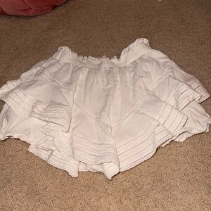 aerie Cream Ruffled Elastic Waist Skirt